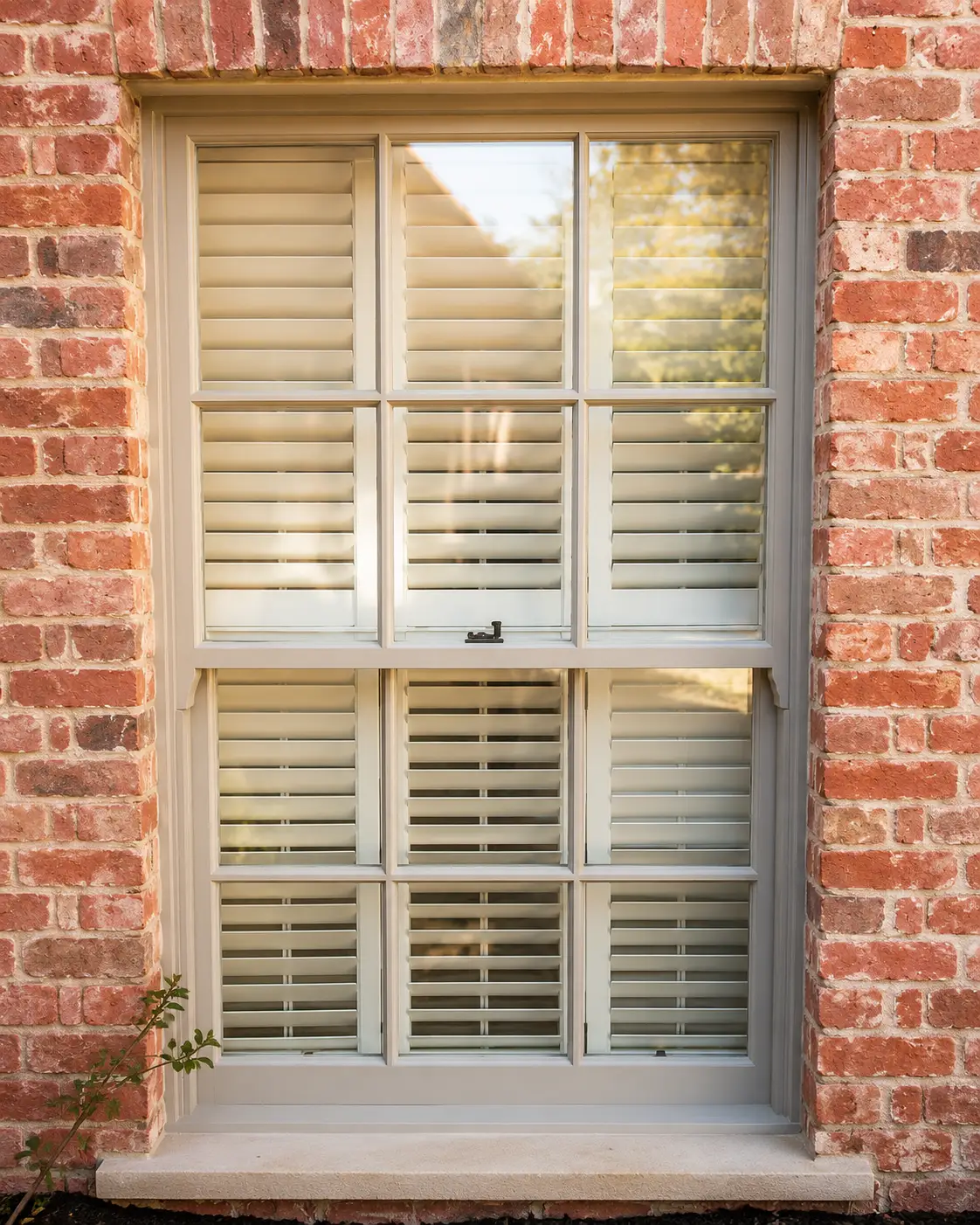 Traditional sliding sash window with internal shutters